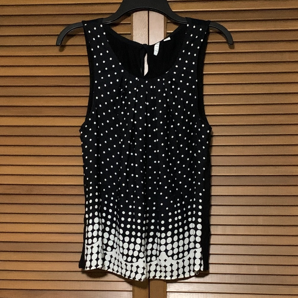 Elle Black and White Polka Dot Sleeveless Blouse Small S